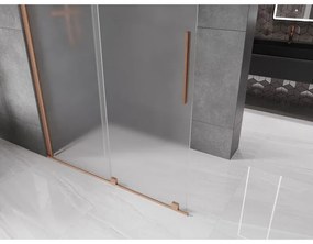Mexen Velar, sprchová zástena s posuvnými dverami Walk-in 140 x 200 cm, 8mm sklo námraza, medená matná, 871-140-000-33-65