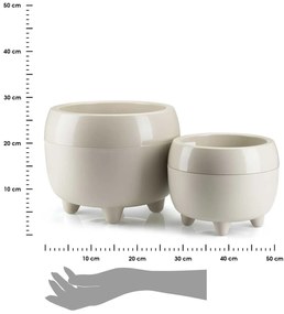 PLASTOVÝ KVETINÁČ BOTANICA SADA 2KS 30X24 CM+23X18,5 CM BÉŽOVÁ
