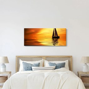 Obraz - Plachetnica pri západe slnka (120x50 cm)