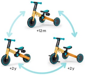 KINDERKRAFT 3v1 detské odrážadlo 4TRIKE žltá/tyrkysová
