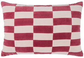 CHECKER VELVET Vankúš 40 x 60 cm - červená/ružová