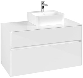VILLEROY &amp; BOCH Collaro závesná skrinka pod umývadlo na dosku (umývadlo vpravo), 2 zásuvky, 1000 x 500 x 548 mm, Glossy White, C09600DH