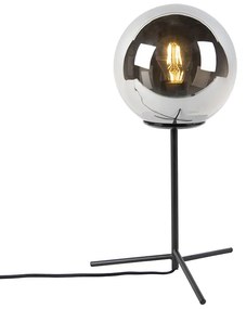 Stolná lampa v štýle Art Deco čierna s dymovým sklom 45,5 cm - Pallon