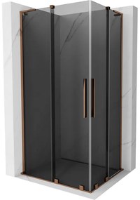 Mexen Velar L Duo, sprchový kút s posuvnými dverami 100 x 90 cm, 8mm šedé sklo, ružové zlato, 871-100-090-02-43-60