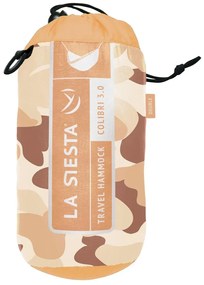 La Siesta COLIBRI 3.0 CAMO DOUBLE - cestovná hojdacia sieť s jednoduchým závesným systémom, 100% polyamid / laná: 100% polyester / hák: letecký hliník