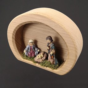 AMADEA Drevený betlehem v tvare pologule s figúrkami, masívne drevo, 17 x 13 x 4,5 cm, český výrobok