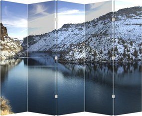 Paraván - Zimná krajina s jazerom (210x170 cm)