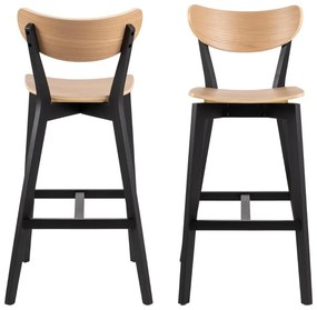 Barová židle Roxby z masivu černá/dub přírodní