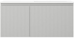 Mexen Rivel, kúpeľňová skrinka 100 cm s pravým umývadlom Otis, 1S, 1D, drážkovaná, sivá matná/biela matná - 91A23-10047-3-BBFF62-W18P01