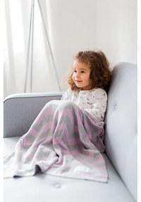 Ružovo-šedá bavlnená detská deka Kindsgut Zigzag, 80 x 100 cm