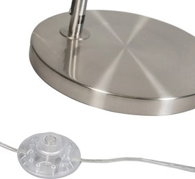 Inteligentná oblúková lampa oceľ s bielym textilným tienidlom vrátane WiFi A60 - Arc Basic