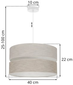 Závesné svietidlo Len, 1x béžové/svetlobéžové textilné tienidlo, (fi 40 cm), w