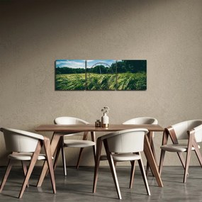 Obraz lúky a lesa (s hodinami) (90x30 cm)