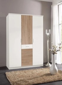 Šatníková skriňa Joker, 135 cm, biela / dub sonoma
