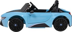 Ramiz Elektrické autíčko BMW i8 Lift modré + diaľkové ovládanie + pomalý štart + 3-bodové pásy + MP3 USB + LED