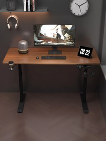 Herný stôl BR01 tmavohnedý s čiernym rámom 140 cm