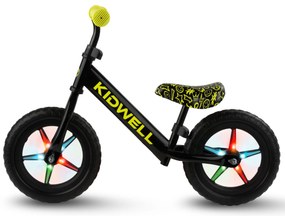 Kidwell Rebel LED balančný bicykel pre deti – LED ráfiky, EVA kolesá 28 cm, bez batérií
