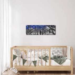 Obrázok - Modré stromy, Central Park, New York (s hodinami) (90x30 cm)