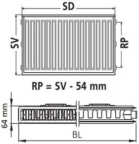 Kermi Therm X2 Profil-kompakt doskový radiátor 12 600 / 1800 FK0120618