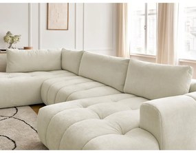 Béžová rozkladacia/s úložným priestorom rohová pohovka (ľavý roh/do tvaru "U") Fuji – Bobochic Paris