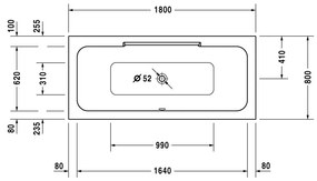 Duravit DuraStyle - Vaňa na zabudovanie 1800x800 mm, biela 700298000000000