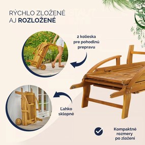 Záhradné lehátko TAMI SUN, 195,5x69x85cm, prírodná hnedá Jurhan