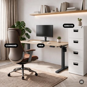 Elektrický stôl s reguláciou výšky ergonomický antracitový/dub sonoma,1400x700 mm: ARIA