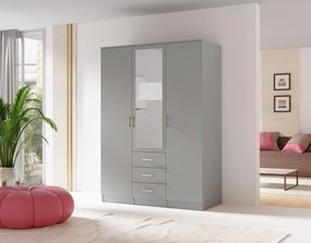 Šatníková skriňa Selforta 3D (sivá) (so zrkadlom). Akcia -19%. Vlastná spoľahlivá doprava až k Vám domov. 1123981