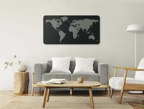 drevko Dizajnová nástenná 3D mapa sveta Rozmer obrazu: 45 x 89 cm, Farba dekorácie: Čierna