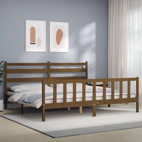 Rám postele s čelom medovohnedý 180x200 cm masívne drevo 3192054