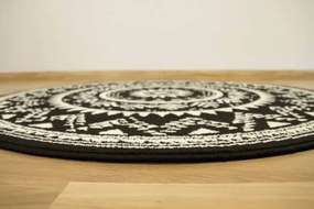Koberec kruh Luna 503493/50944 Rozeta Etno čierny / krémový