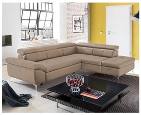 Rozkladacia kožená rohová sedacia súprava SALERNO II pravá hnedá