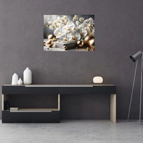 Obraz - Orchidea a zlaté gule (70x50 cm)