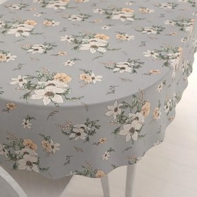 Biante Bavlnený oválny obrus Sandra SA-465 Oranžové kvety na sivom 80x120 cm