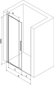 Mexen Velar L, posuvné sprchové dvere do otvoru 90 cm, 8mm číre sklo, chrómová, 871-090-003-01-01