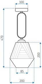 Toolight - stropná sklenená lampa Retro Vintage E27 60W APP1025-1CP, zlatá, OSW-09483