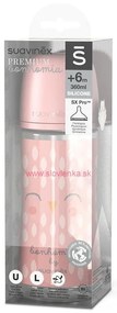 SUAVINEX - fľaša BONHOMIA 360 ml fyziologická SX PRO + 6 LF - ružový