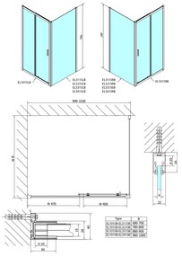 Polysan Polysan, EASY BLACK sprchové dvere 1000mm, číre sklo, EL1015B