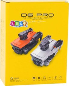 LEAN Toys Dron D6 PRO, duálna HD kamera, LED svetlá, oranžový