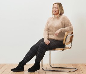 Pletený pulóver s vrkočovým vzorom, krémový