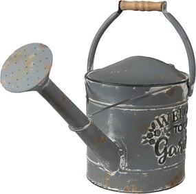 Šedá dekoračná plechová kanva s patinou Garden - 53*20*24 cm