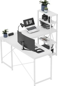 Rohový pracovný stôl s policami Leader 5.9 biely