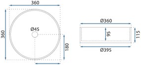 Rea Ingrid, sklenené umývadlo na dosku 360x360x120 mm, čierne sklo, REA-U8520