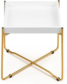 Elegantný biely konferenčný stolík so zlatými nohami
