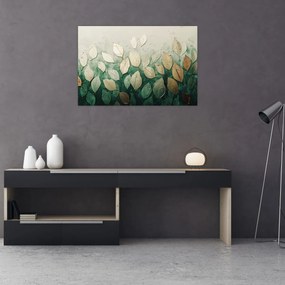 Obraz - Zlato-zelené listy (90x60 cm)