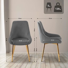 Sada 2 ks jedálenskej stoličky Elmira zamat - tmavosivá