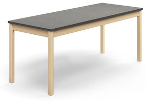 Stôl DECIBEL, 1800x700x720 mm, linoleum - tmavošedá, breza