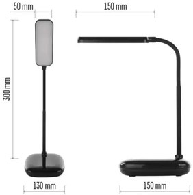 LED Stmievateľná flexibilná stolná lampa LED/12W/230V 3000K/4000K/6500K čierna