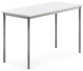 Stôl SONITUS, 1200x600x760 mm, HPL - biela, strieborná