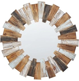 Okrúhle nástenné zrkadlo ø 66 cm svetlé drevo ECATEPEC Beliani